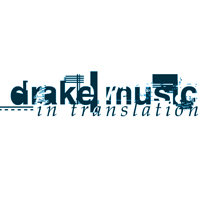 Image: blue on white typographic including the words 'Drake Music In Translation'