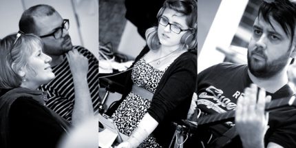 Image: Carien Meijer and Gawain Hewitt; Charlotte White playing iPad, Kris Halpin playing guitar