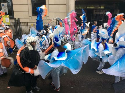 Dancers in colourful costumes at Lord Mayors Show
