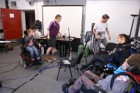 Inclusive music ensemble Bristol, practising in the rehearsal room
