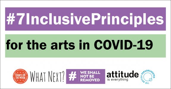 Logo saying #7InclusivePrinciples for the arts in COVID
