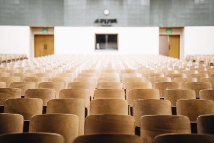 empty seats in a university lecture hall