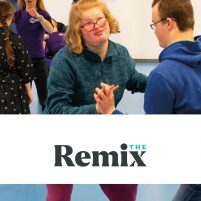 Two young people dance together, text overlaid says The Remix