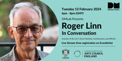 Photograph of Roger Linn. Rest of text in image is described in main body.